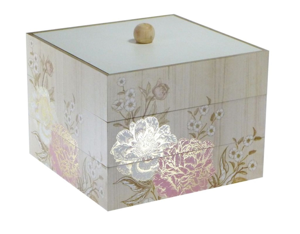 Tickled Pink Floral Pattern 3 Tier Trinket Holder