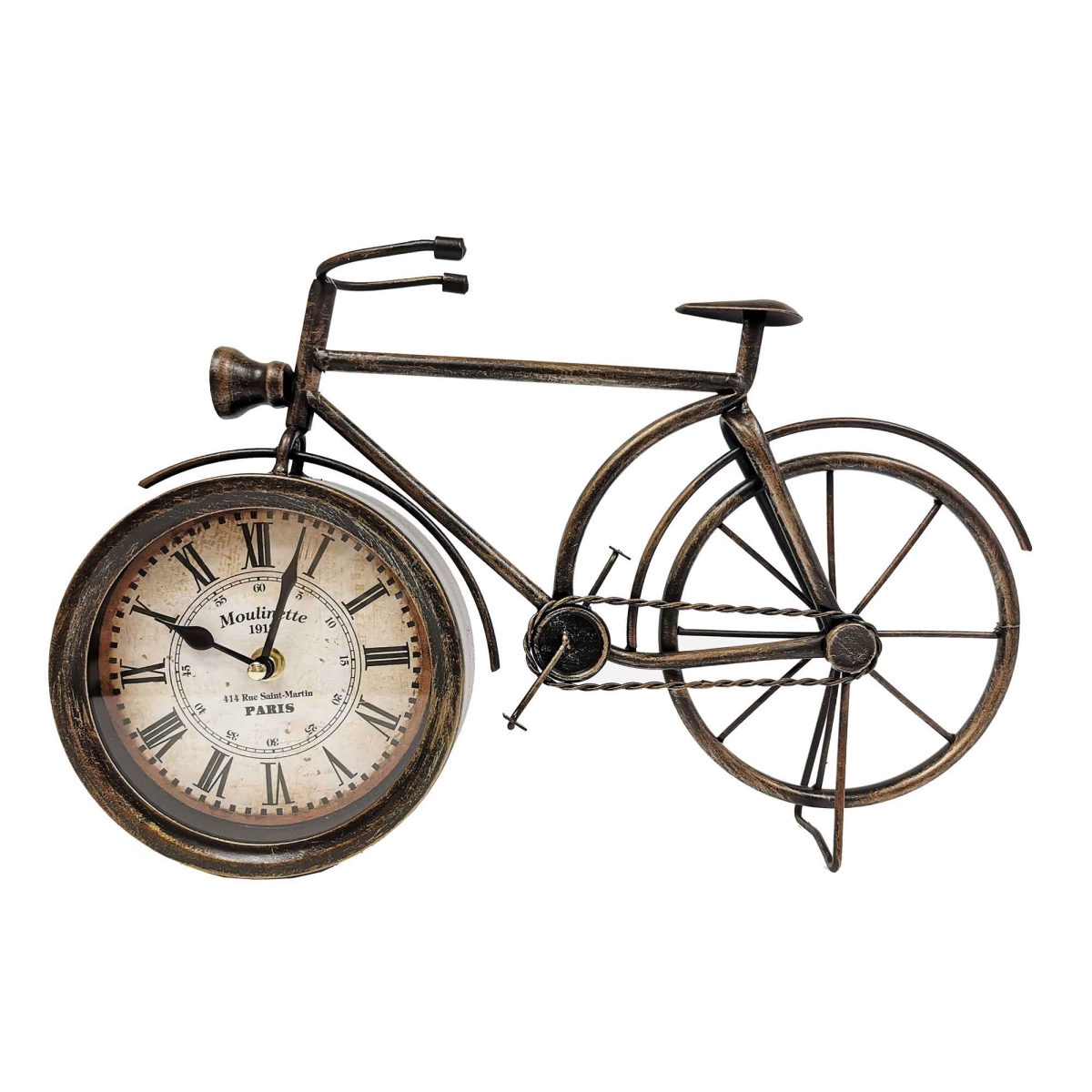 Picture of Mr. MJs Trading BM-TC1999 Bicycle on a Kickstand Table Clock&#44; Distressed Bronze