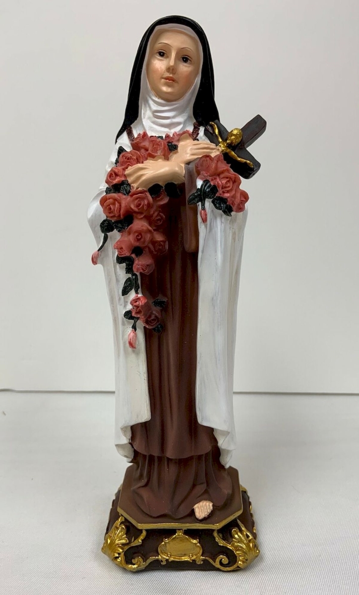 12 in. St. Theresa Holding Roses & Crucifix Figurine, Multi Color