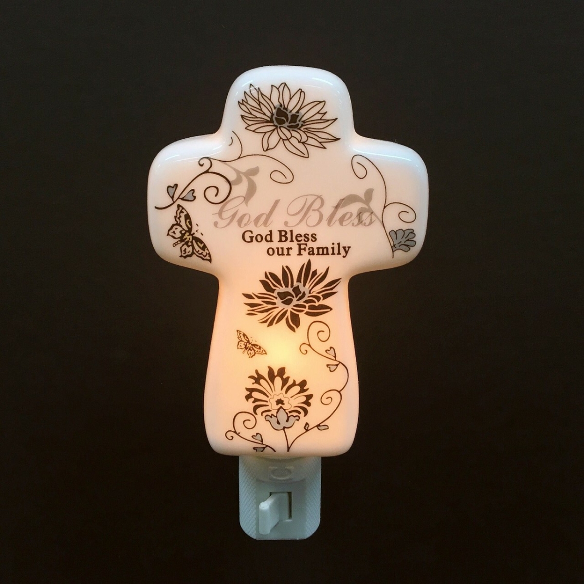 God Bless Our Family Cross Shaped Night Light
