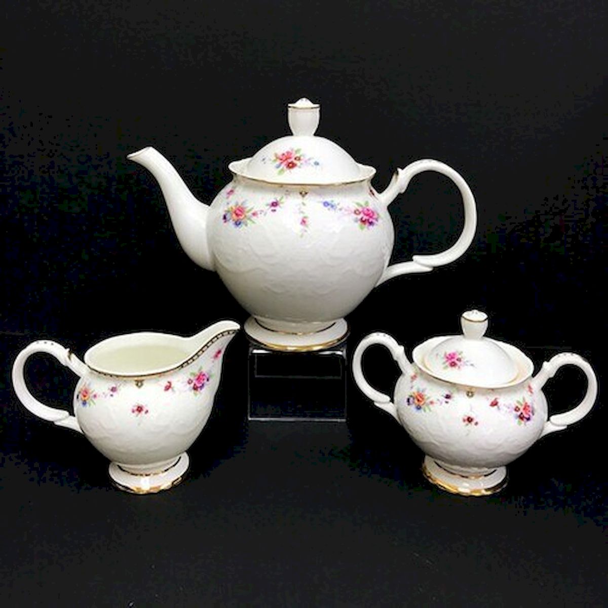 Picture of Mr. MJs Trading HO-S3322-12D088-SC Delicate Flowers with Gold Trim Teapot Set&#44; Set of 3