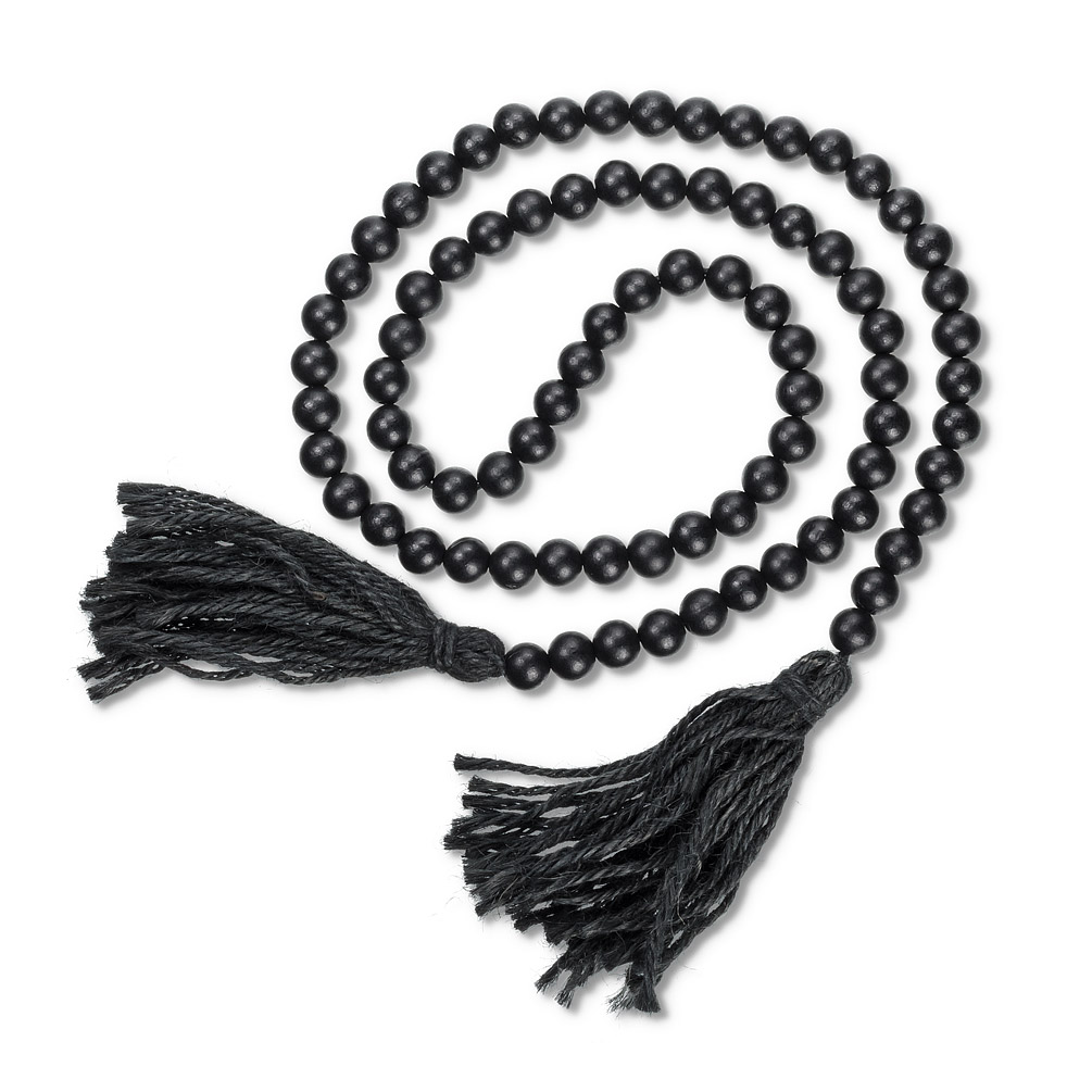 Picture of Mr. MJs AB-20-BALI-BLK-001 50 in. Blessing Beads with Tassels Beads&#44; Black - Wood & Jute