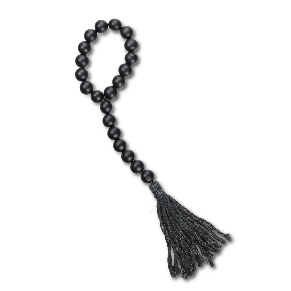 Picture of Mr. MJs AB-20-BALI-BLK-003 13 in. Loop Blessing Beads with Tassel Beads&#44; Black - Wood & Jute