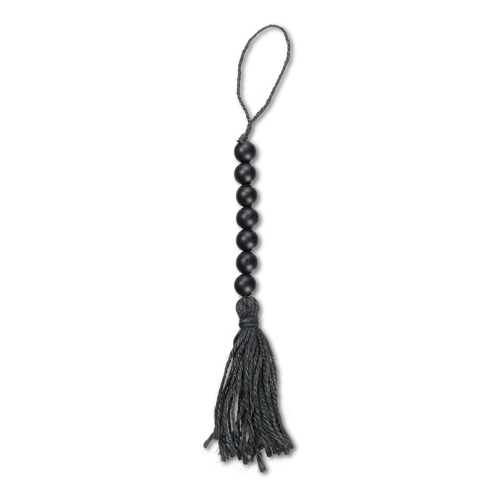 Picture of Mr. MJs AB-20-BALI-BLK-004 9 in. Wood Blessing Beads with Tassel Beads&#44; Black - Wood & Jute