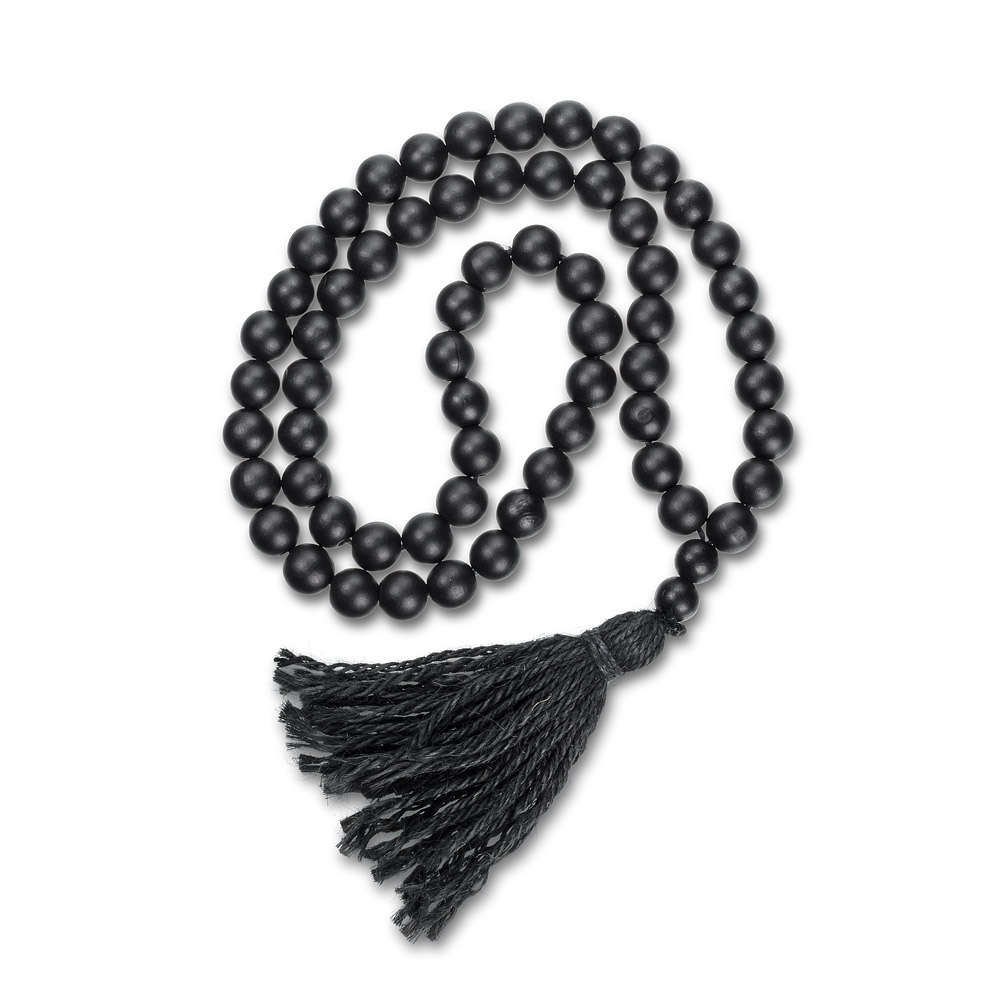 Picture of Mr. MJs AB-20-BALI-BLK-005 23 in. Blessing Bead Necklace with Jute Tassel Beads&#44; Black - Wood & Jute