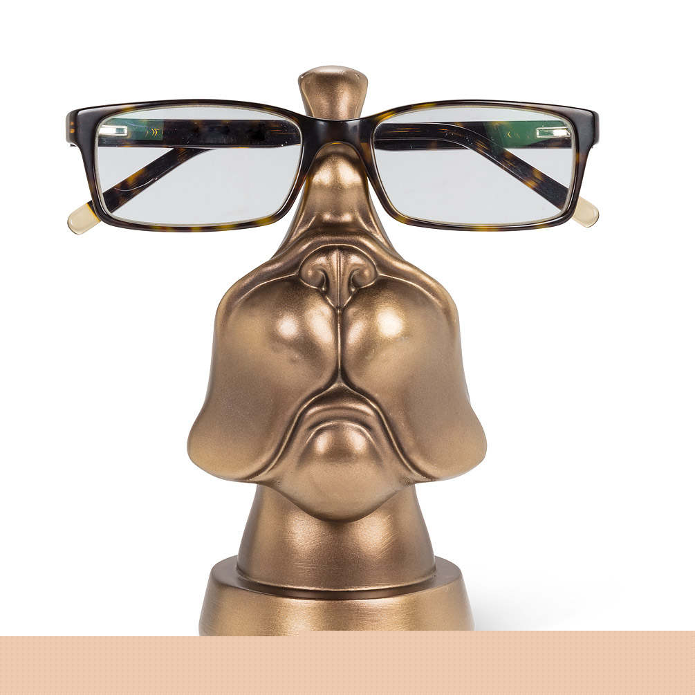 6 in. Dog Face Eyeglass Holder Decoration, Bronze - Resin