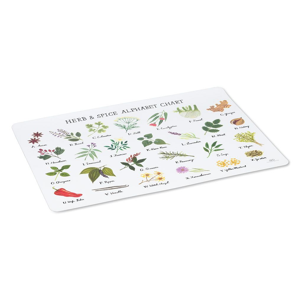 Picture of Mr. MJs AB-27-TABLEMAT-LK-01 13 x 18 in. Plastic Herb Alphabet Placemats&#44; White & Green - Set of 4