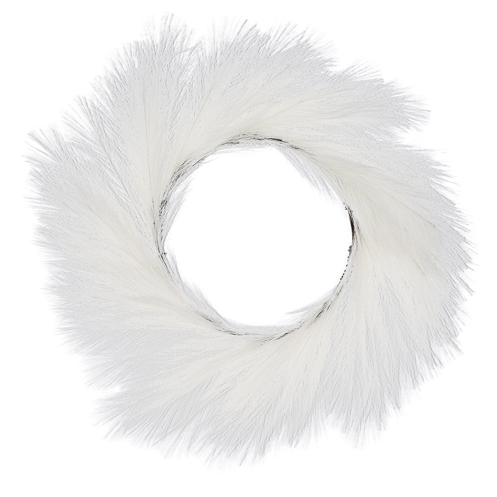 Picture of Mr. MJs AB-27-WISP-WHT 24 in. Faux Pampas Wreath&#44; White - Polyester & Metal