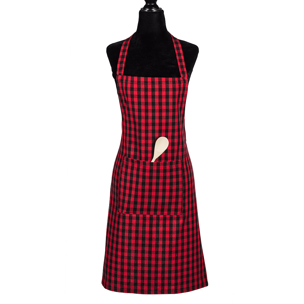 31 in. Buffalo Check Apron, Red & Black - Cotton