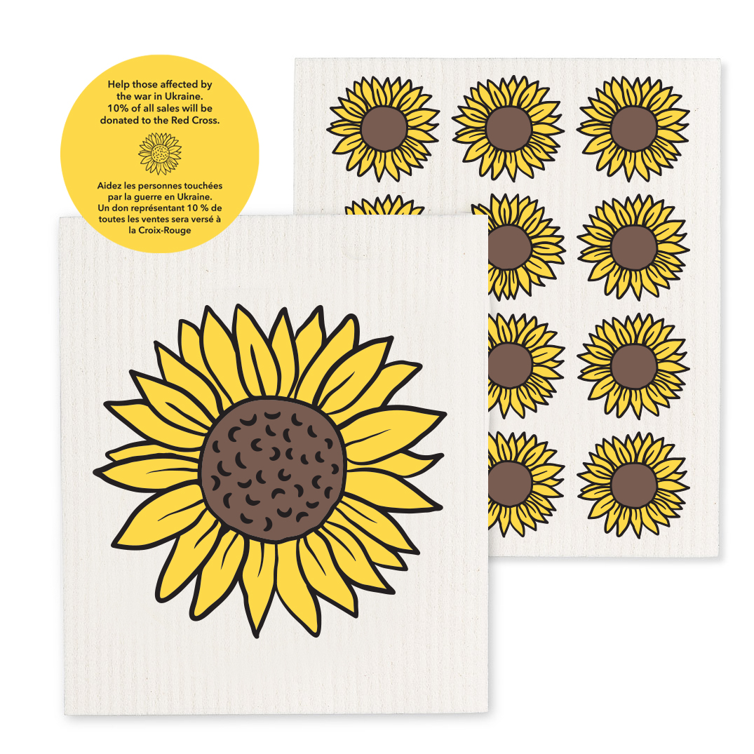 Picture of Mr. MJs AB-84-ASD-SUNFLOWER 6.5 x 8 in. Cellulose & Cotton Sunflowers Dishcloths, Ivory & Yellow - Set of 2