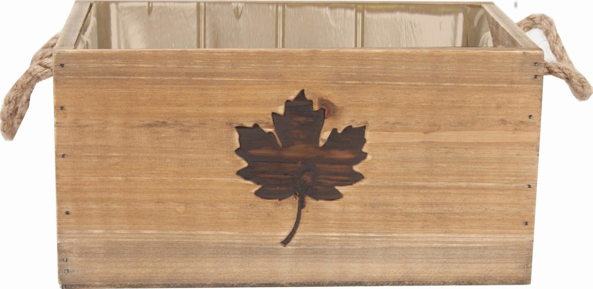 AI-2227ML-Q01 Burnt Maple Leaf Design Rope Handled Decorative Box, Brown