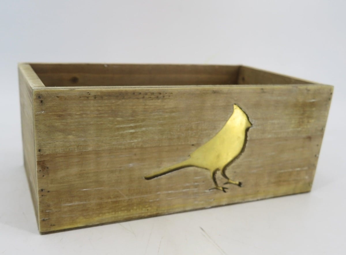 AI-3405-986-Q01 Brown Wood with Gold Bird Pattern Box