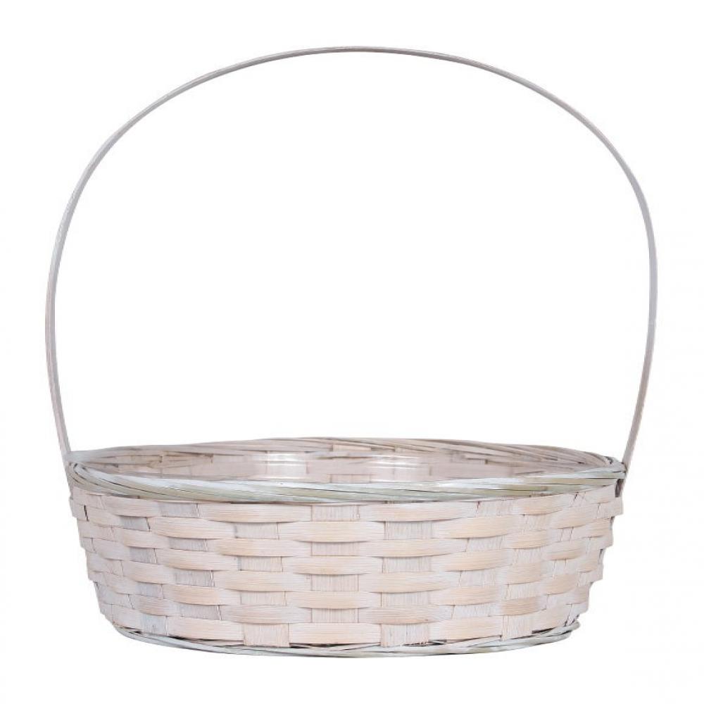 AI-4525WW-Q01 Woven Long Handled Whitewashed Basket