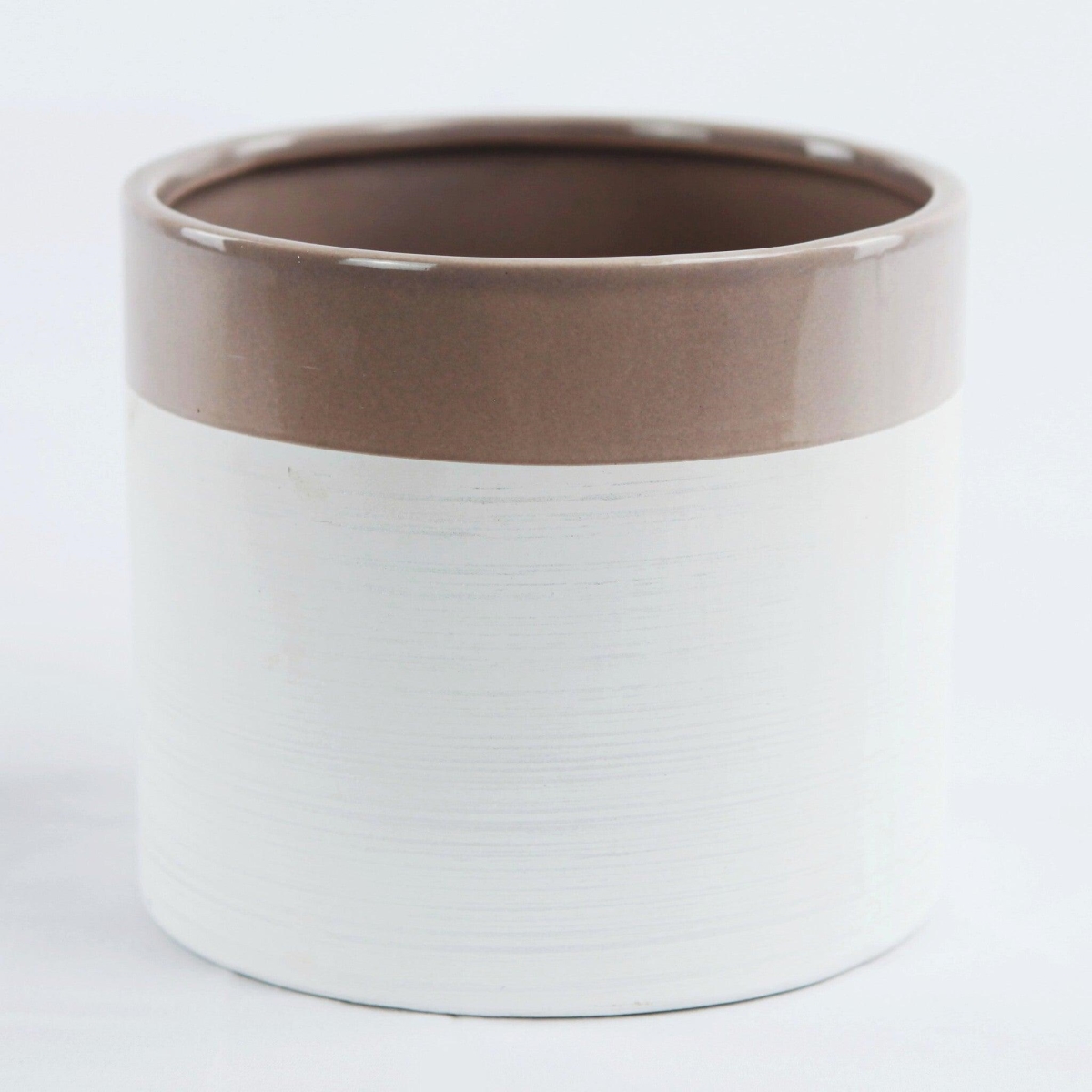 AI-CE10-171-Q01 6 in. Pot Size White Base with Brown Border Planter