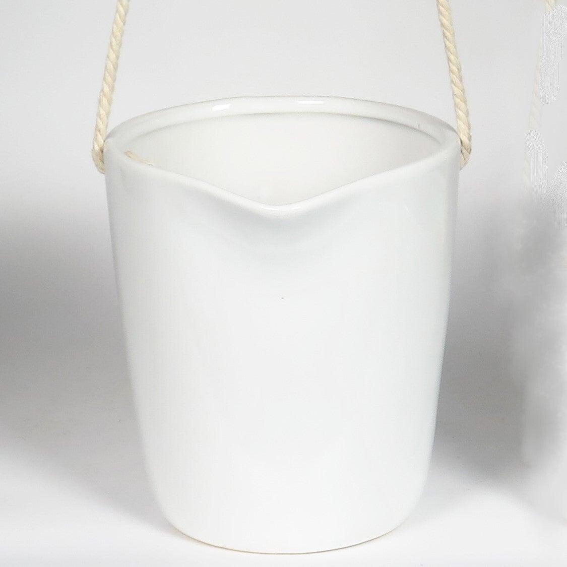 AI-CE552WH-Q01 7.5 in. White Glazed with Twine Hanger Hanging Planter