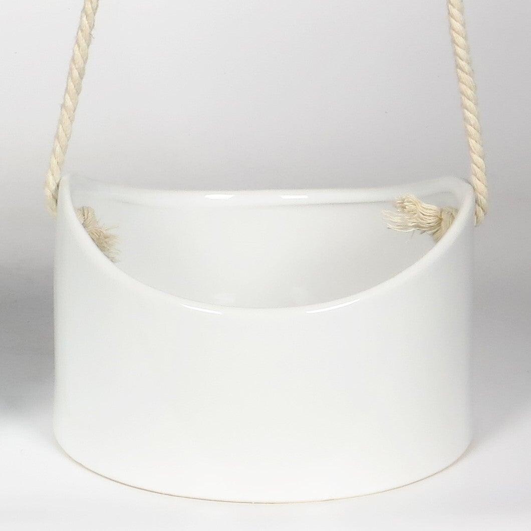AI-CE554WH-Q01 White with Twine Hanger Hanging Planter