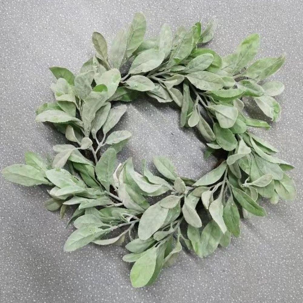 AI-FL7133-Q01 Lambs Ear Wreath, Green