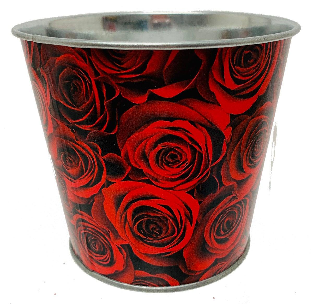 AI-GA4068RED-Q01 4 in. Red Roses Print Bucket -  MDR Trading, AI-GA4068RED_Q01