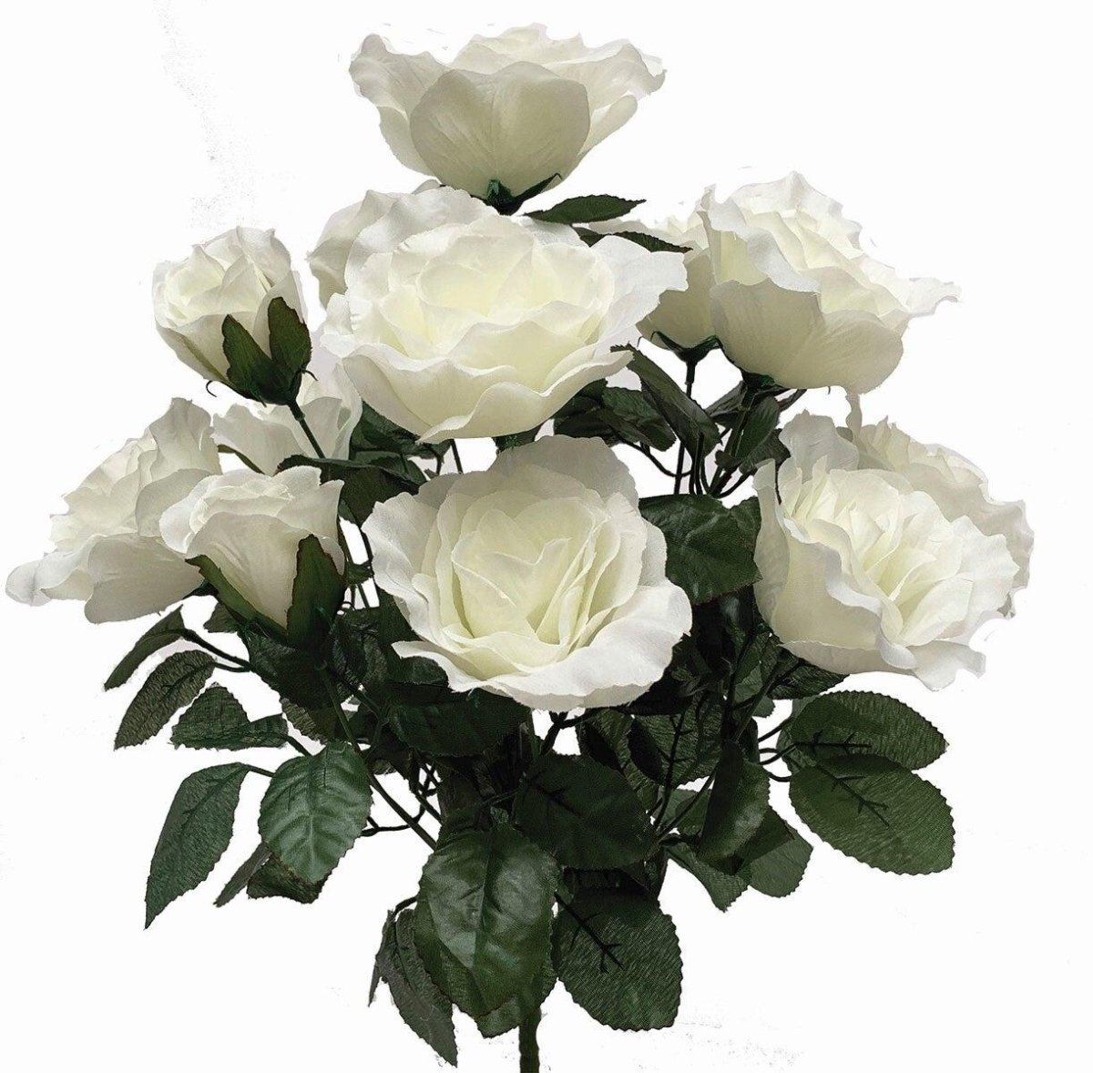 AI-FL3683WHI-Q02 White Victoria Rose Bunch Artificial Flower - Set of 2 -  MDR Trading, AI-FL3683WHI_Q02