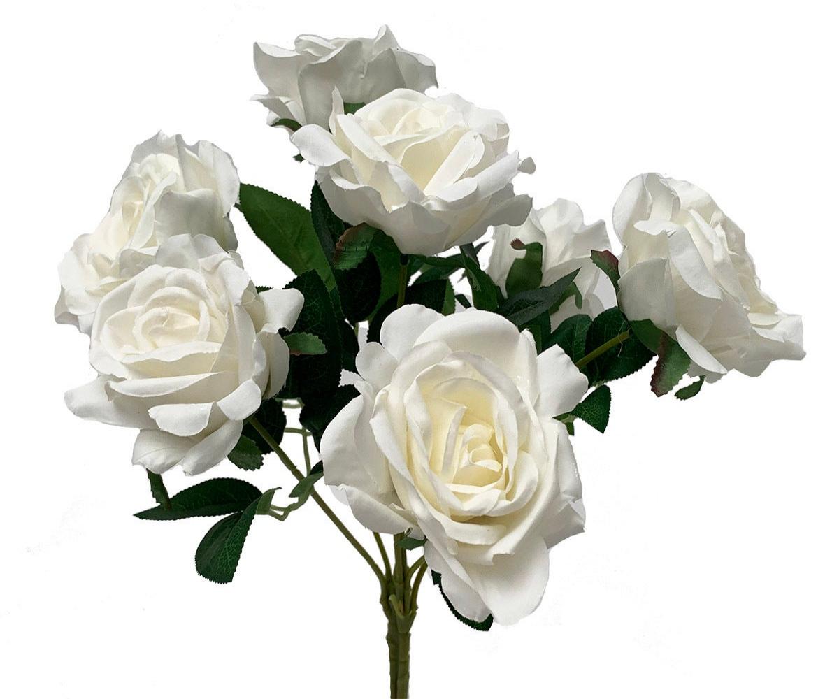 AI-FL3761CRW-Q02 Creamy White Ballerina Rose Bush Artificial Flower - Set of 2 -  MDR Trading, AI-FL3761CRW_Q02