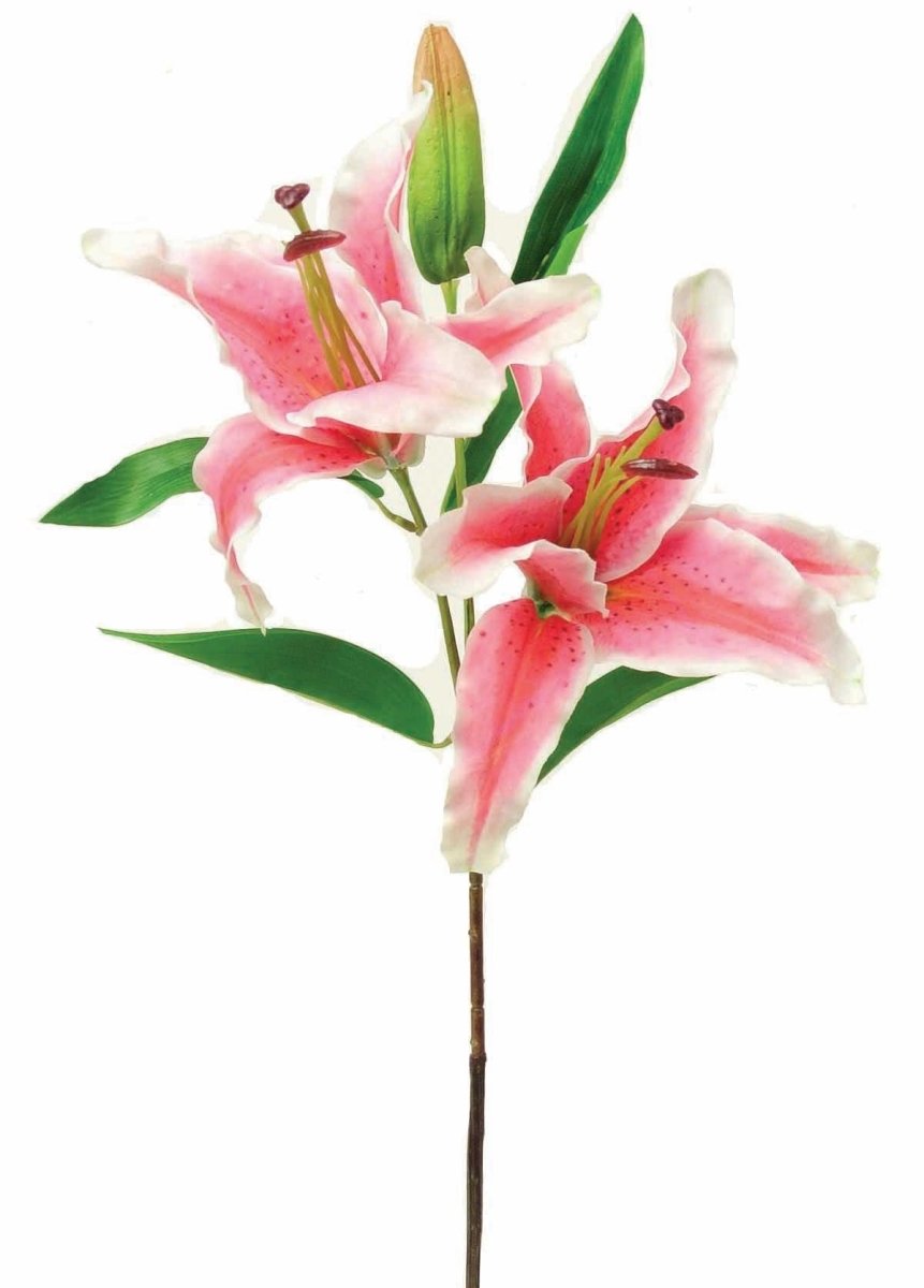 AI-FL3963RUB-Q02 Ruby Garden Lily Stem Artificial Flower, Pink - Set of 2 -  MDR Trading, AI-FL3963RUB_Q02