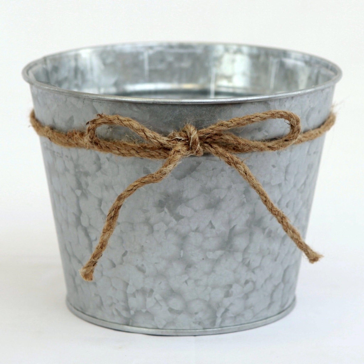 AI-GA3510-988-Q06 Silver with Rope Bow Bucket Planter - Set of 6