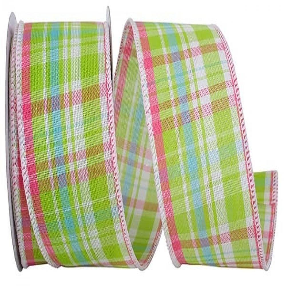 AI-RI40450-Q06 2.5 in. x 10 Yards Wired Bright Plaid Linen Ribbon, Multi Color - Set of 6