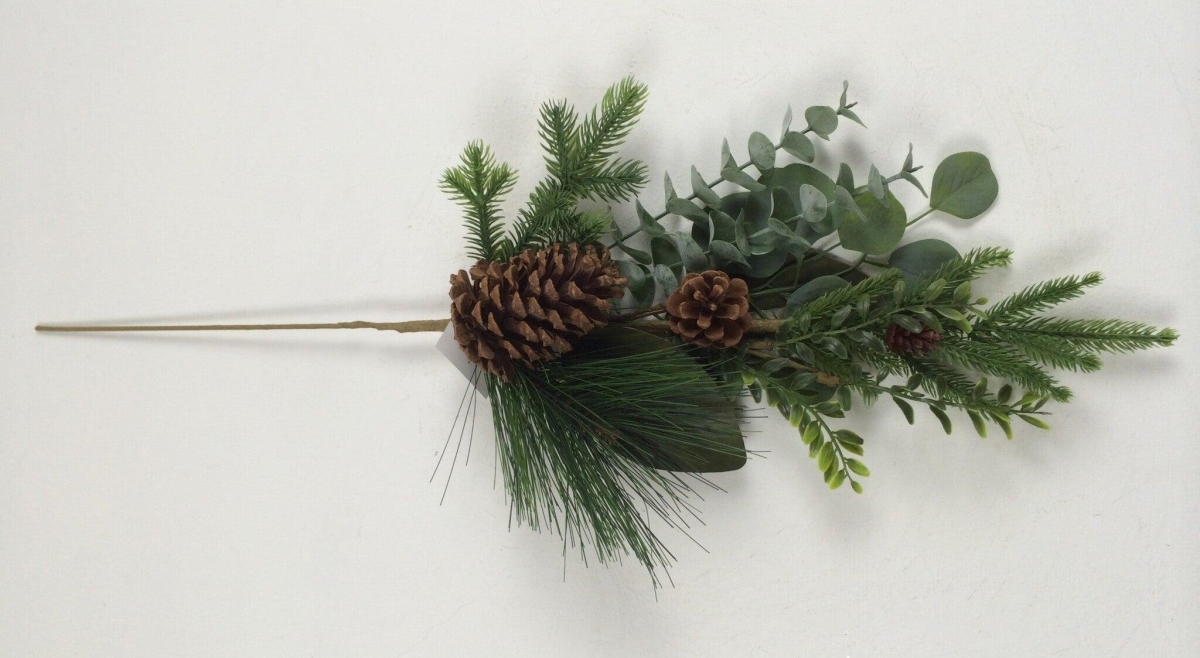 AI-FL7059-Q04 Mixed Green & Brown Pinecones Pick - Set of 4