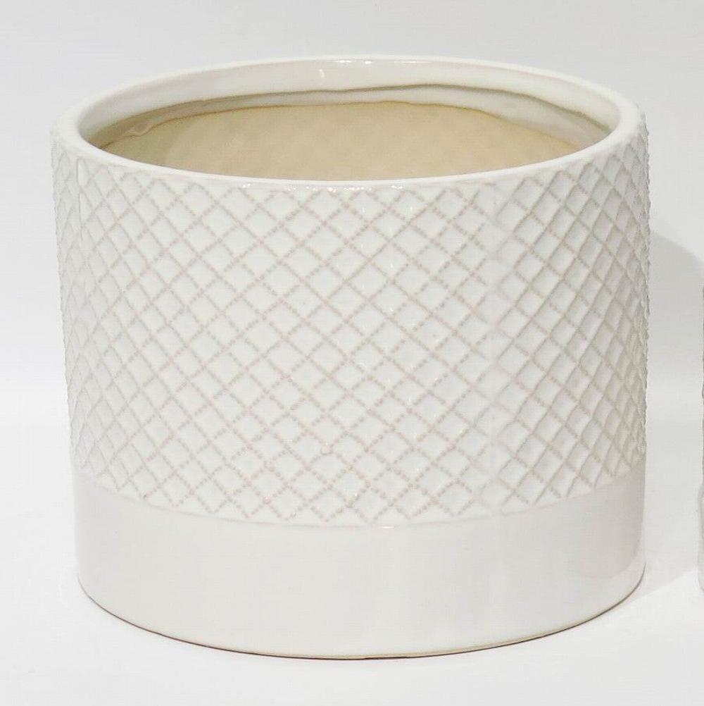 AI-CE10-172-Q04 6 in. Pot Size White Criss Cross Pattern Planter - Set of 4