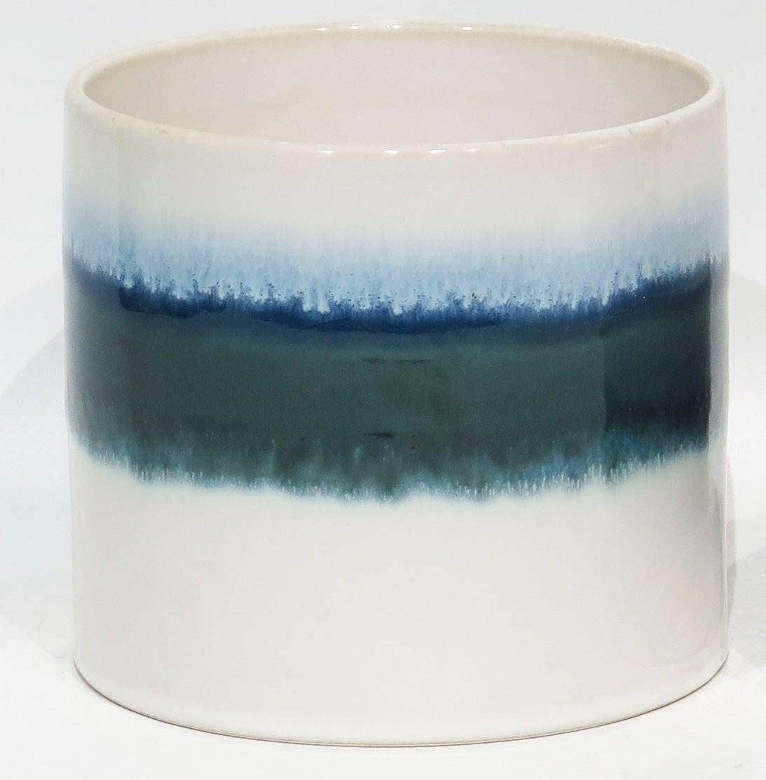 AI-CE10-178-Q12 White with Green & Blue Stripe Planter - Set of 12