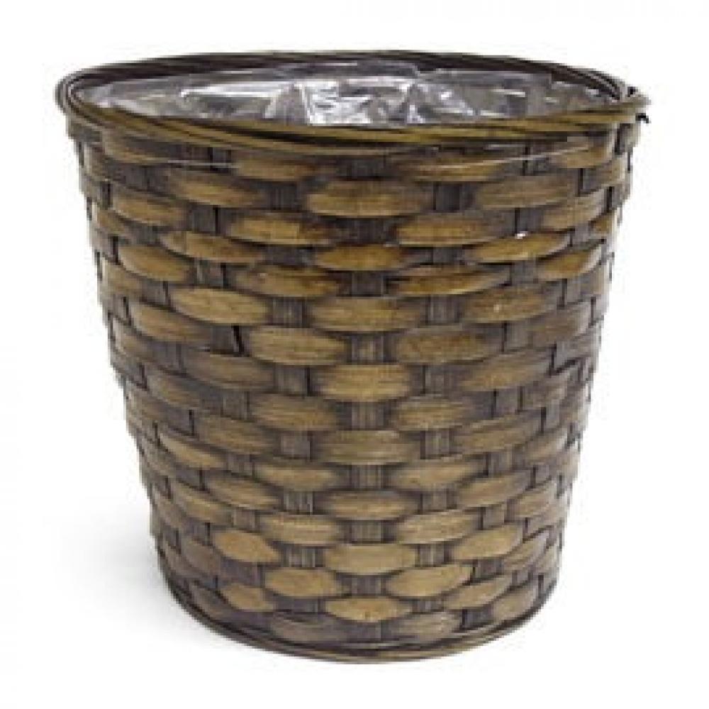 AI-3525GB-Q06 7 in. Brown Woven Bamboo Planter - Set of 6