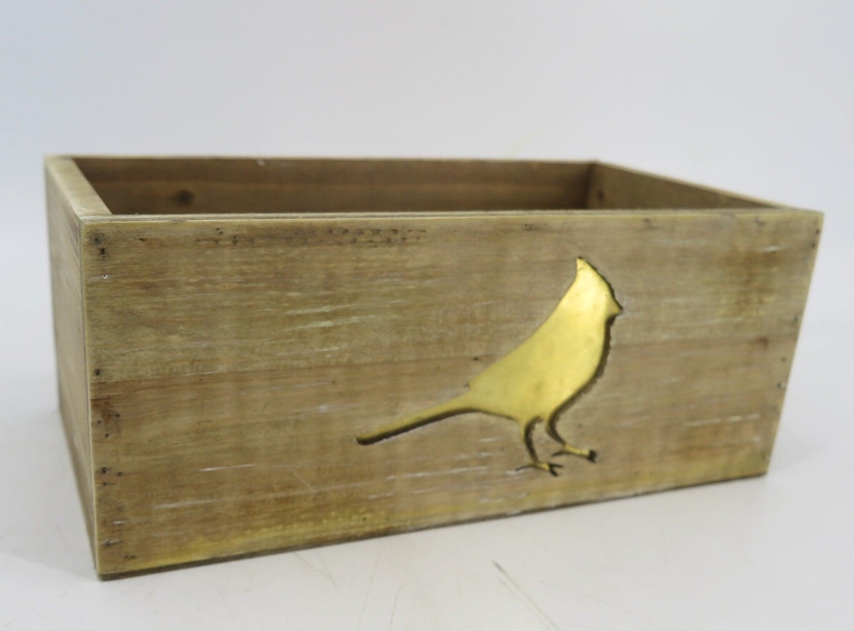 AI-3405-986-Q02 Brown Wood with Gold Bird Pattern Box - Set of 2