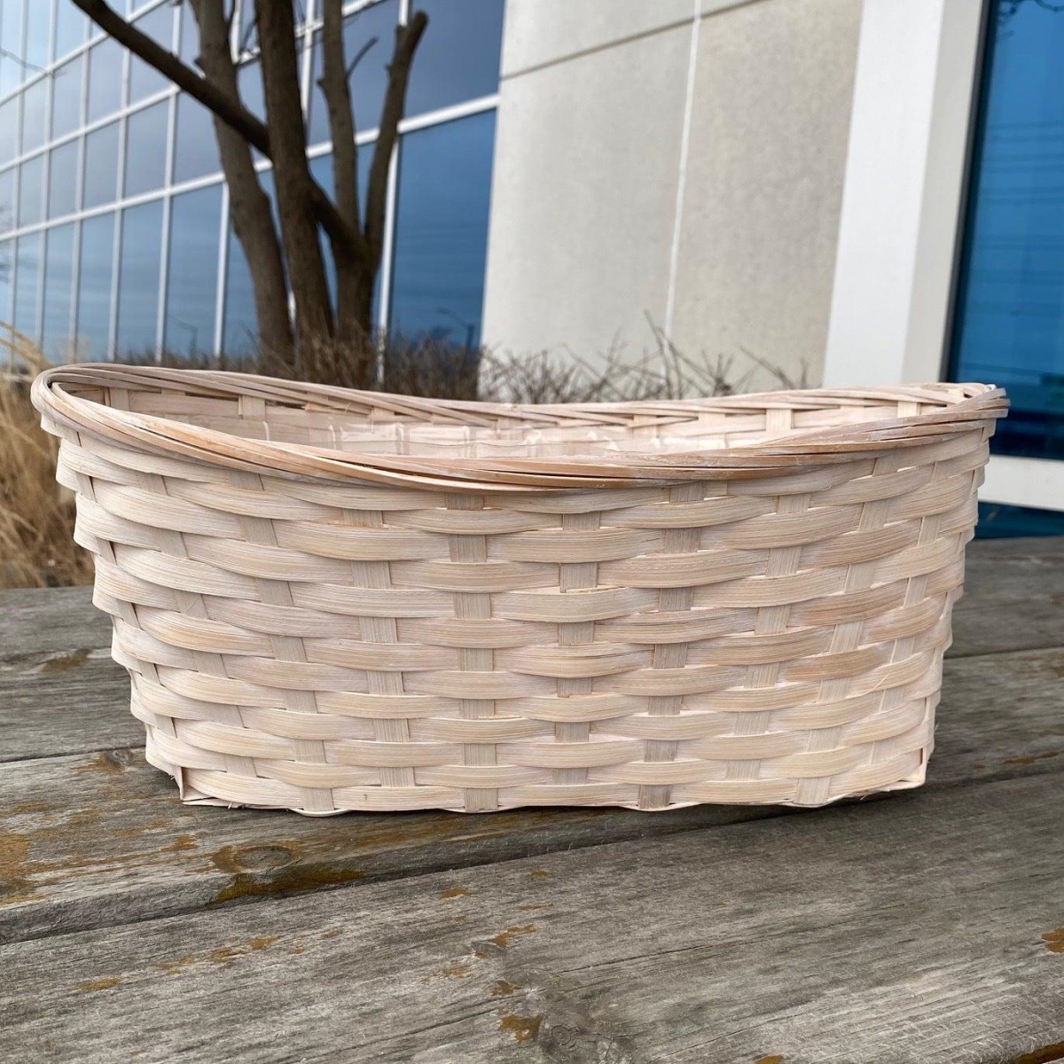 AI-3465WW-Q02 Woven White Bamboo Basket Planter - Set of 2