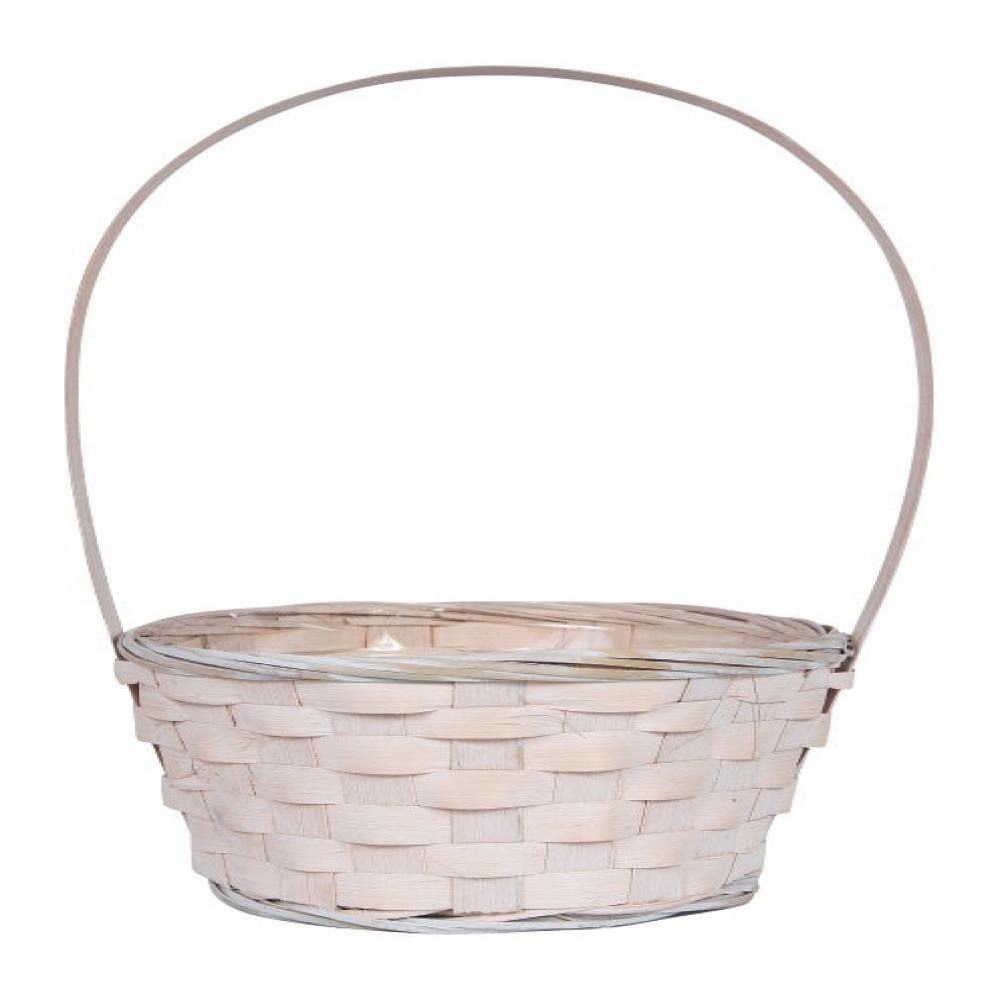 Picture of MDR Trading AI-4512WW-Q02 13 in. Long Handled White Washed Bamboo Basket - Set of 2
