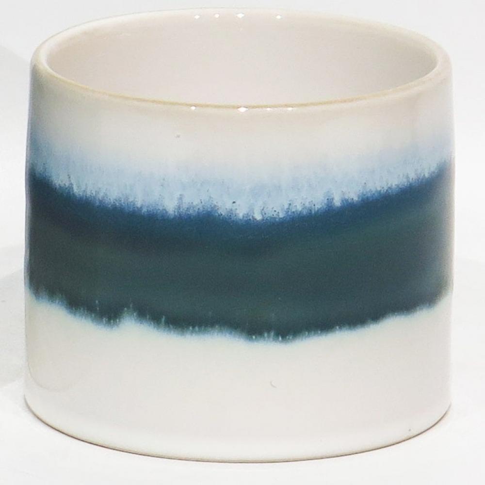 AI-CE00-178-Q02 White with Blue & Green Reactive Glaze Ceramic Planter - Set of 2