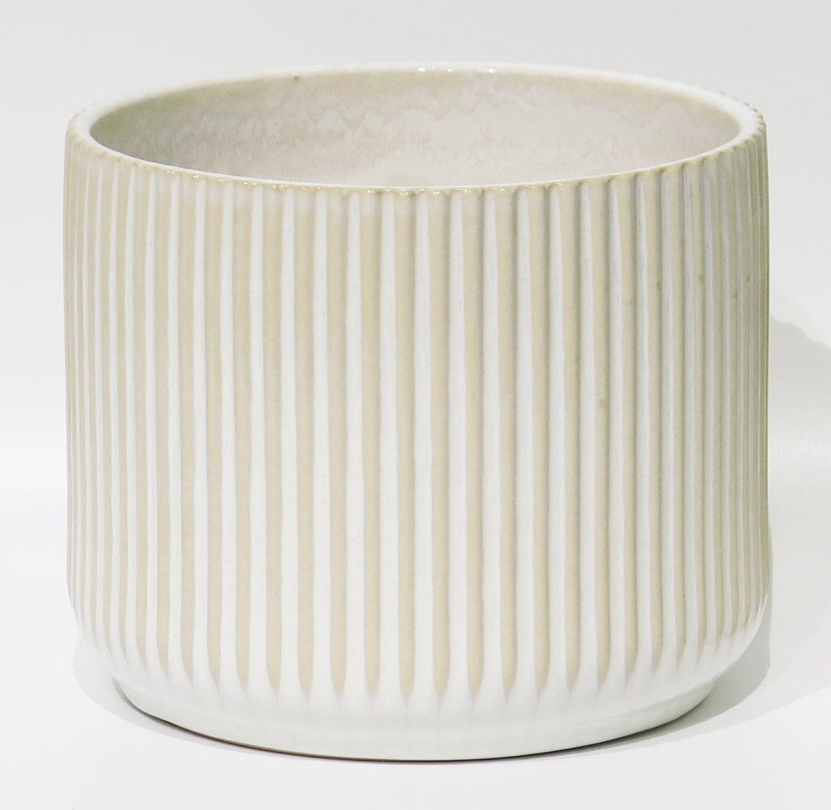 AI-CE10-125-Q02 Beige with White Stripes Planter - Set of 2