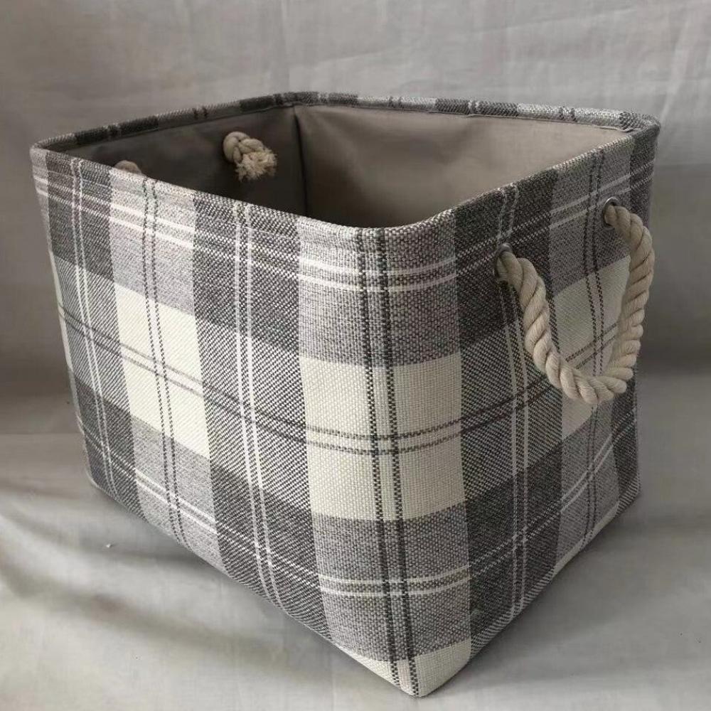 Picture of MDR Trading AI-2270-208-Q12 Cream & Gray Plaid Pattern with Rope Handles Basket - Set of 12