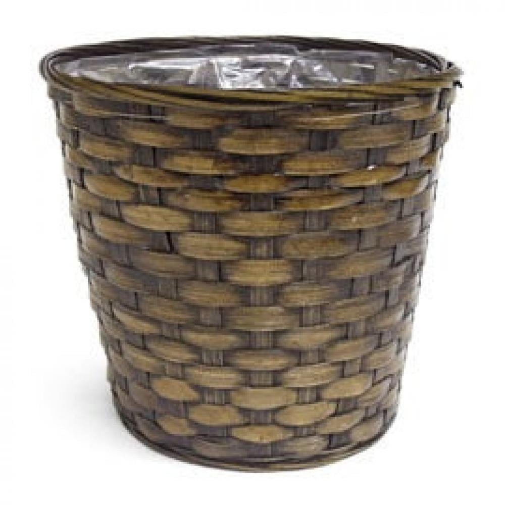 AI-3525GB-Q12 7 in. Brown Woven Bamboo Planter - Set of 12