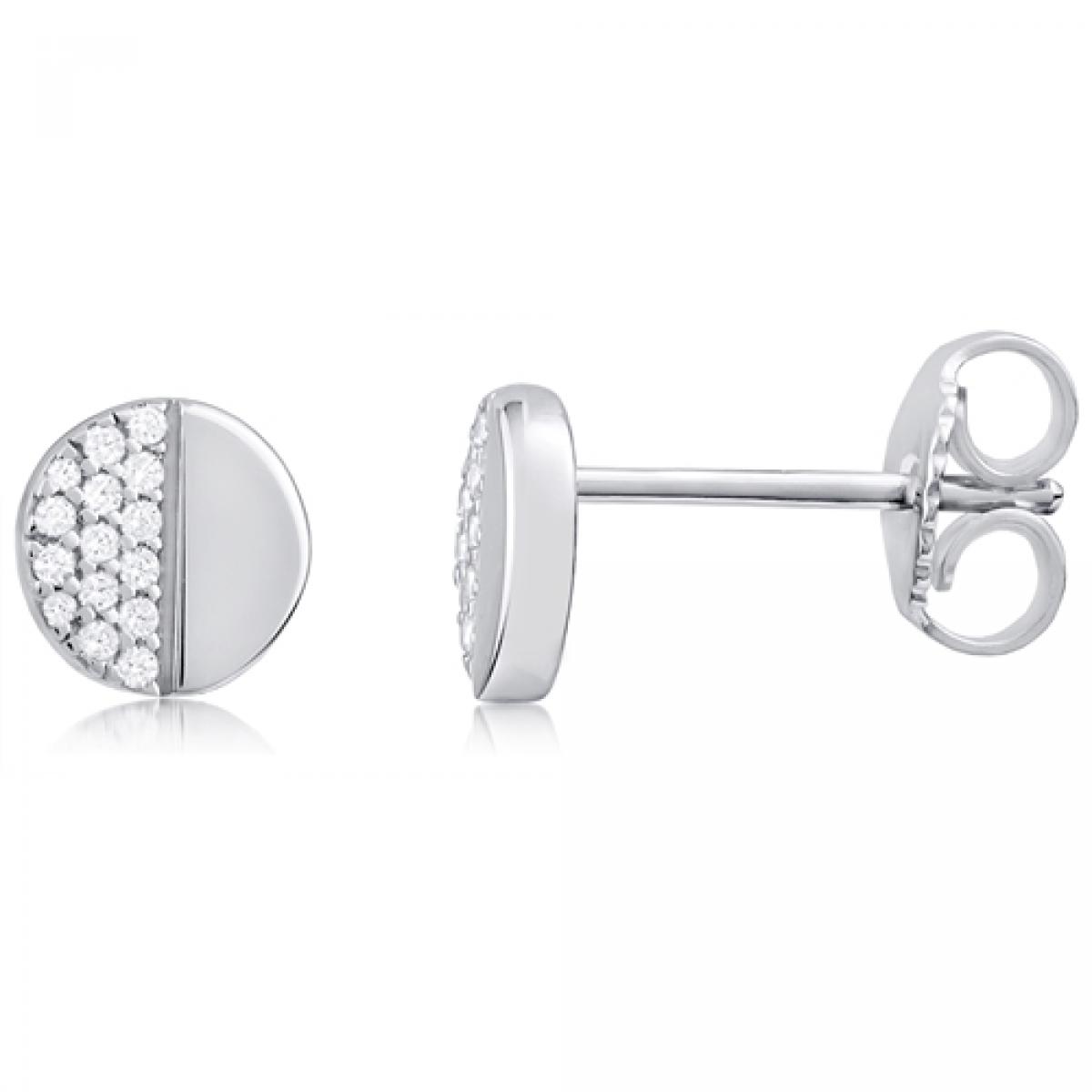 Picture of MDR Trading SS-EZ943 Silver & White Circle with 0.5 Circle Cubic Zirconia Stud Earrings