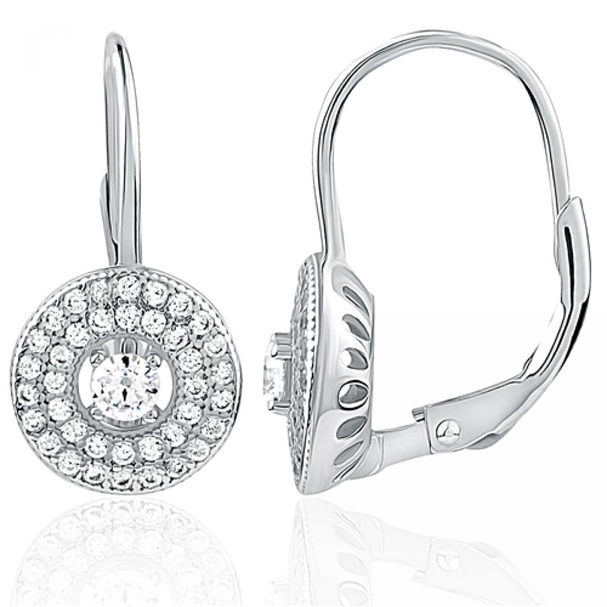 Picture of MDR Trading SS-EZ954 10.2 mm Silver & White Lever Back with Circle of Cubic Zirconia Earrings