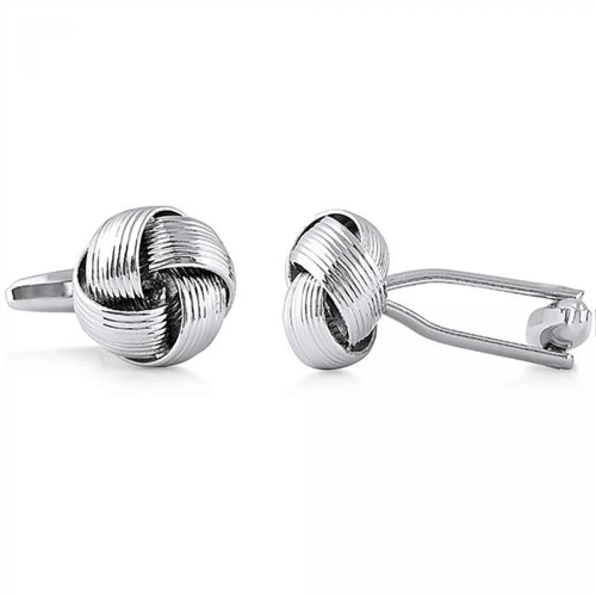Picture of MDR Trading SS-BC011 14 mm Polished Silvery Black & Silver Love Knot In Brass Cufflinks