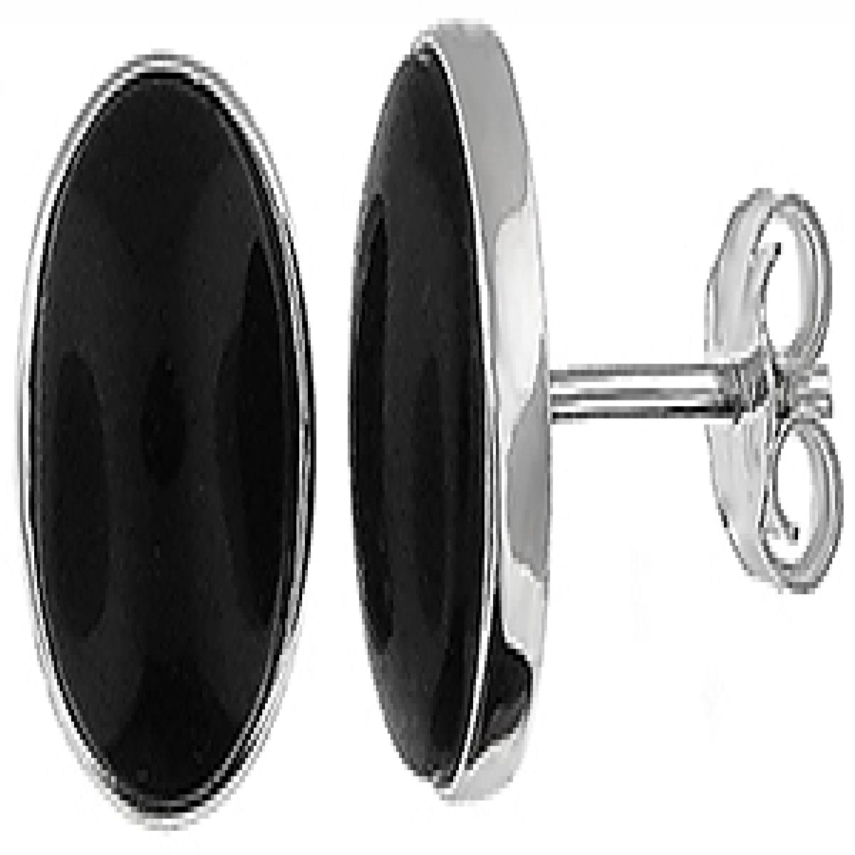 Picture of MDR Trading SS-EG032BO 8.3 mm Silver with Black Gemstone Stud Earrings