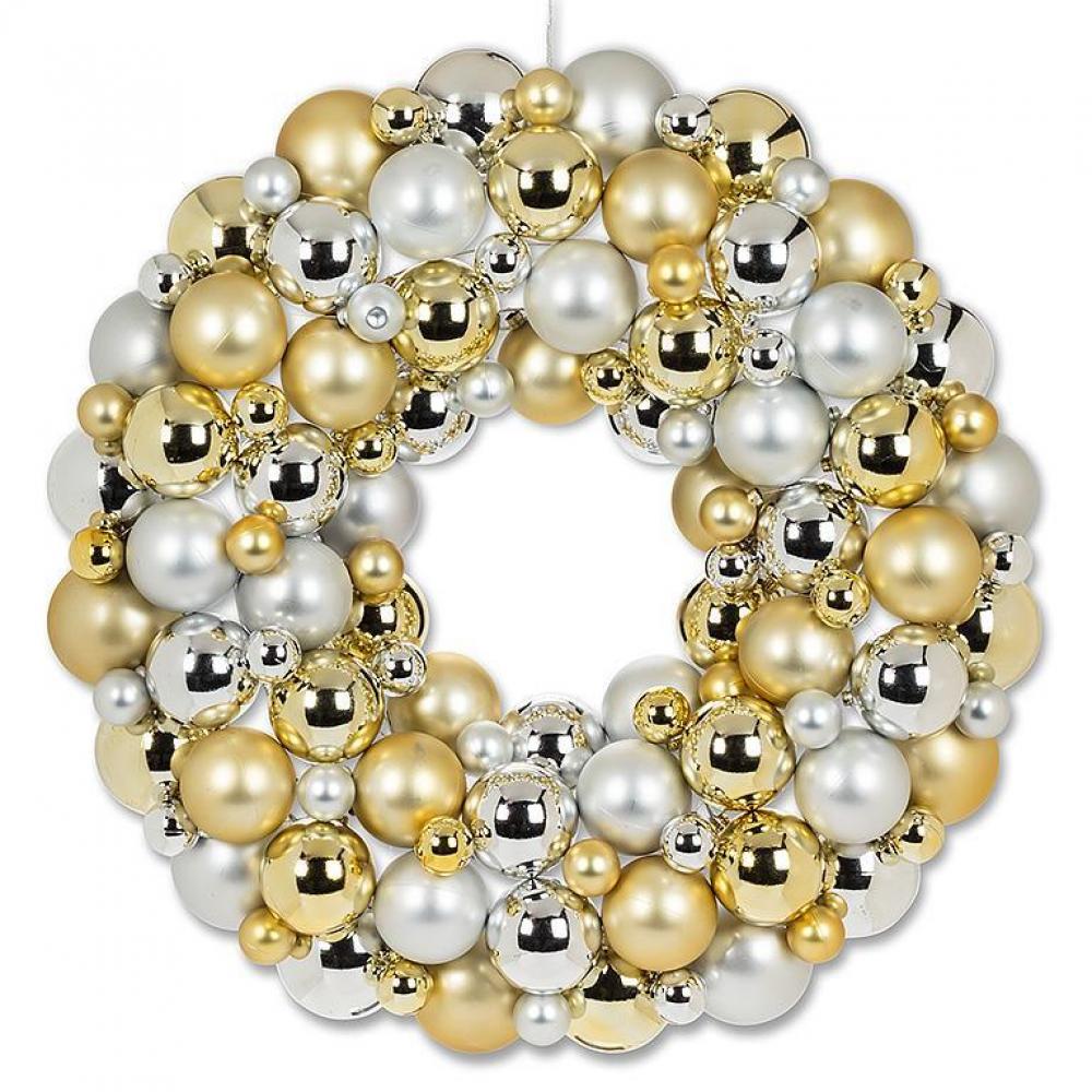 Picture of MDR Trading AB-27-BRIGHT-07-Q01 Ball Ornaments Wreath&#44; Gold & Silver