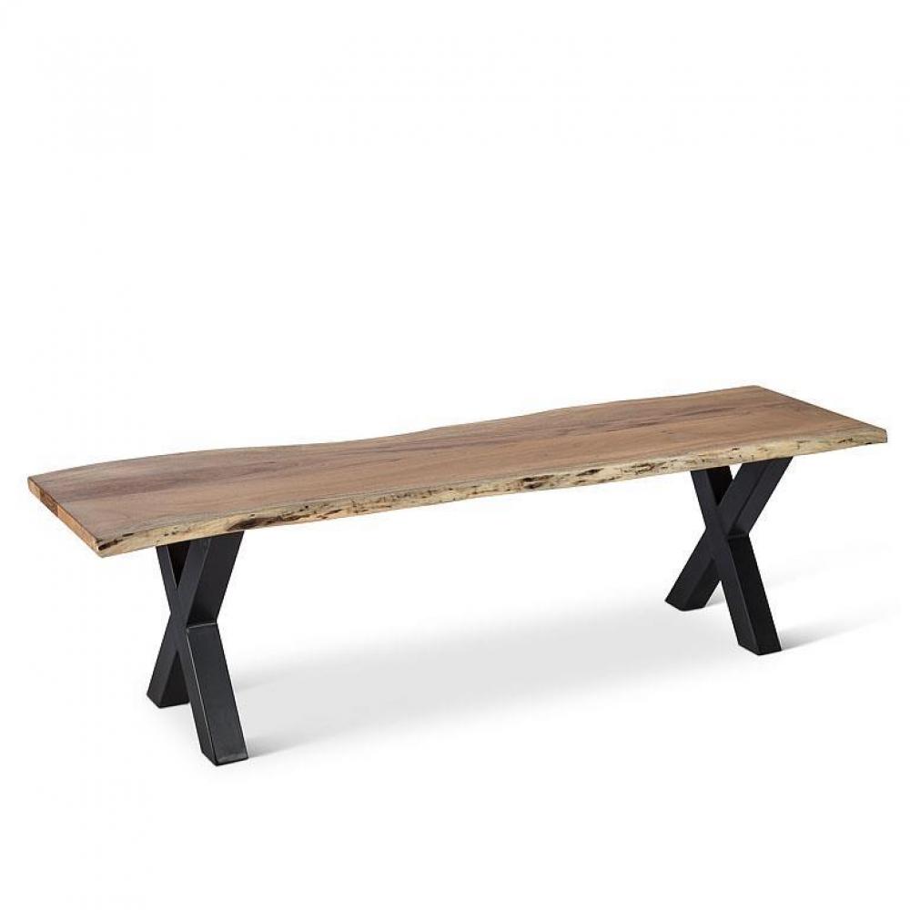 Live Edge X-Base Bench, Natural & Black