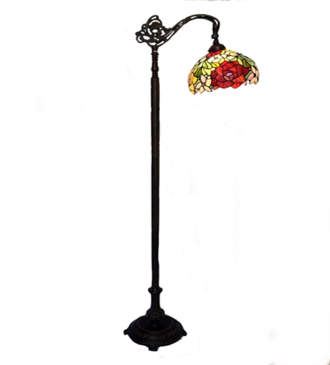Picture of MDR Trading WT-F02-10 Stained Glass Floral Shade on a Metal Stand Floor Lamp&#44; Multi Color