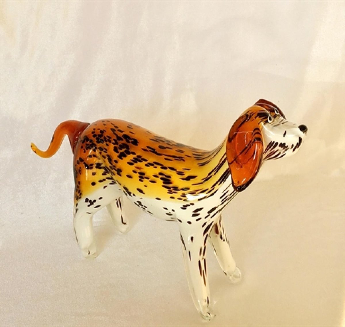 Picture of MDR Trading WT-NZA-2981 Hand Made Standing Glass Dog Figurine&#44; Brown & White