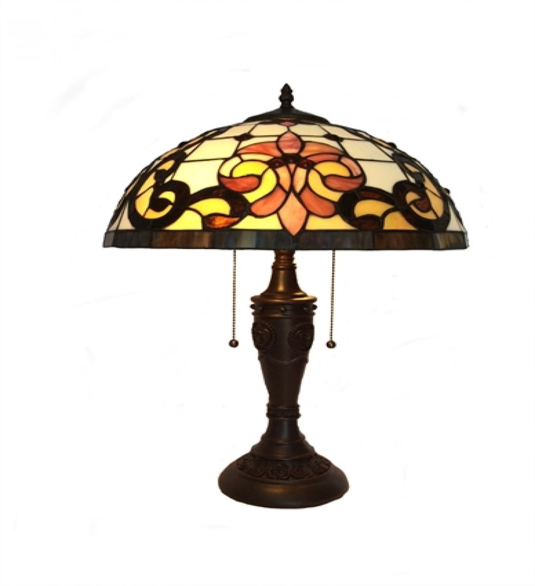 Picture of MDR Trading WT-TL1658 Stained Glass Patterned Double Pull Chain Table Lamp&#44; Multi Color