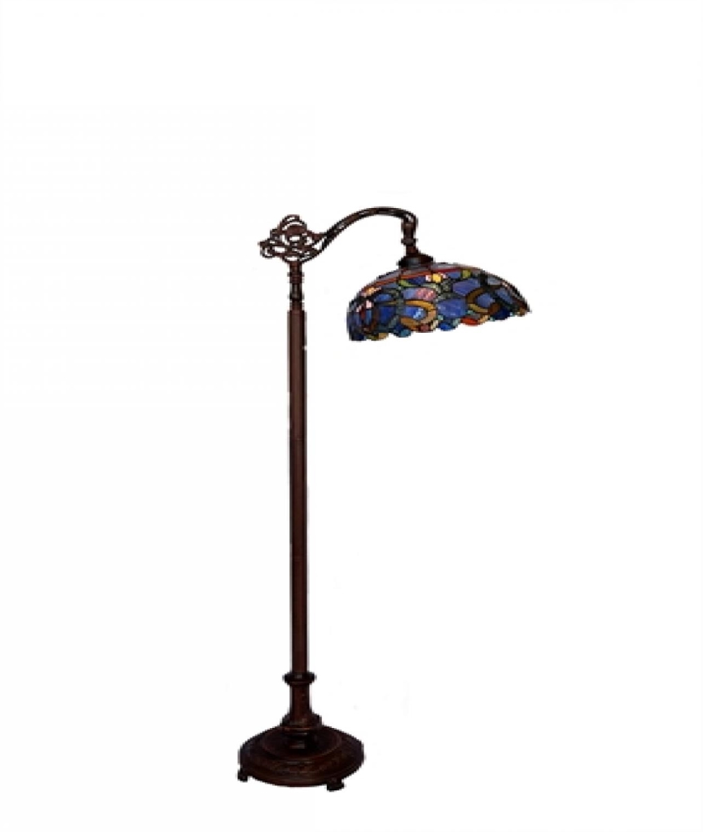Picture of MDR Trading WT-F03-10 Multi Color Stained Glass Floral Shade on a Metal Stand Floor Lamp