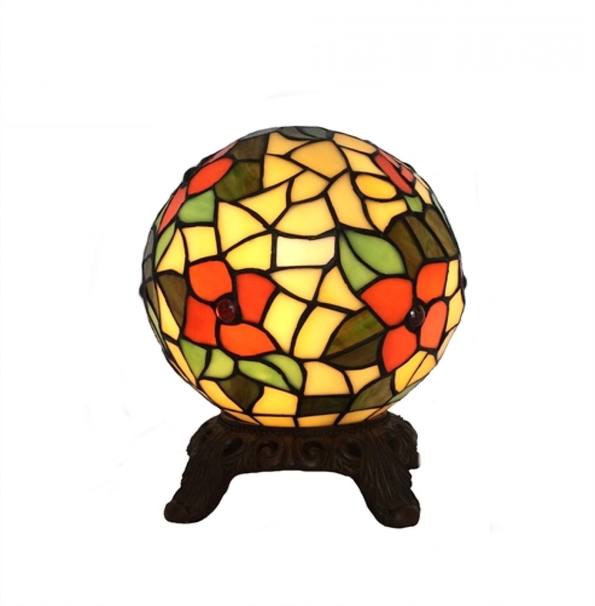 Picture of MDR Trading WT-TB02-10 Spherical Floral Stained Glass Desk Lamp&#44; Multi Color