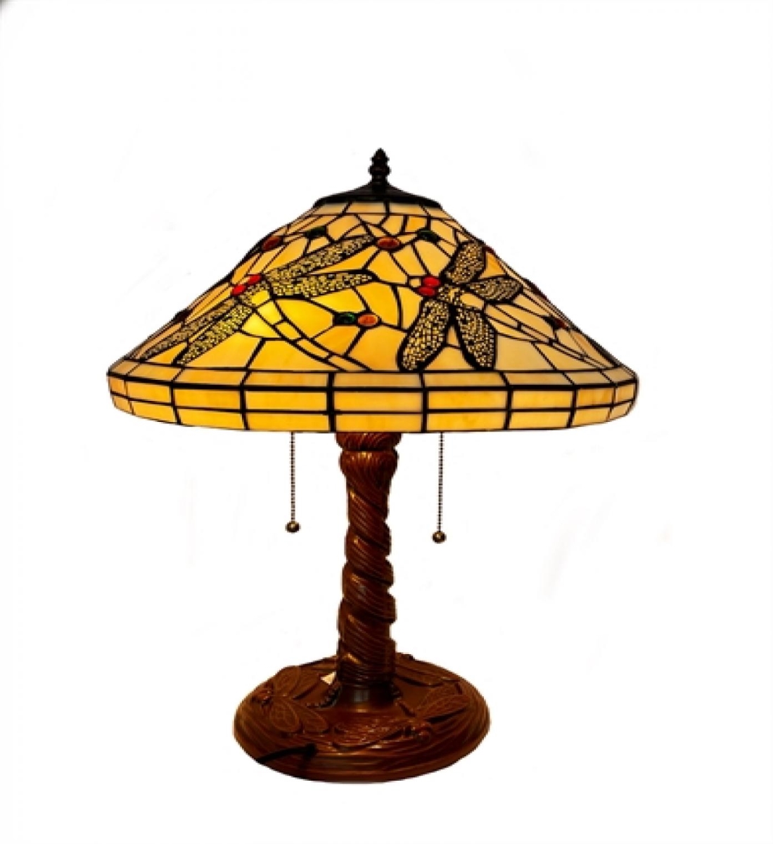 Picture of MDR Trading WT-TL1656 Stained Glass Dragonflies on Metal Base Table Lamp&#44; Multi Color